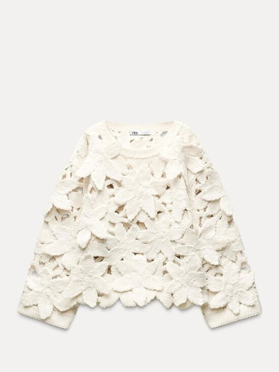 Zara Sweaters - Zara - Textured floral knit sweater